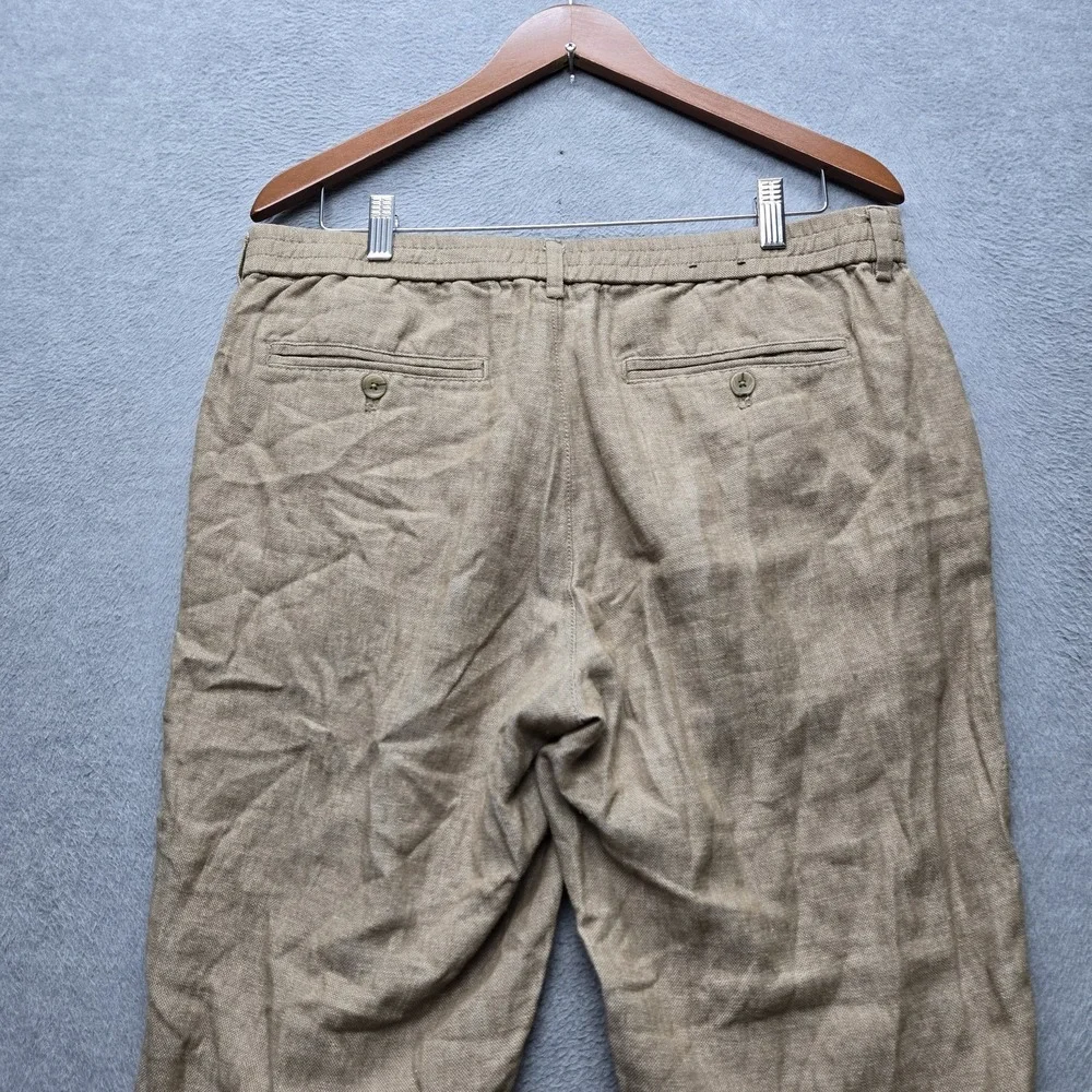 Banana Republic Men Pants 34X30 Tan Cotton Linen Dress Mason Athletic Tapered